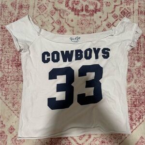 Brandy Melville White and Navy Cowboys Tee